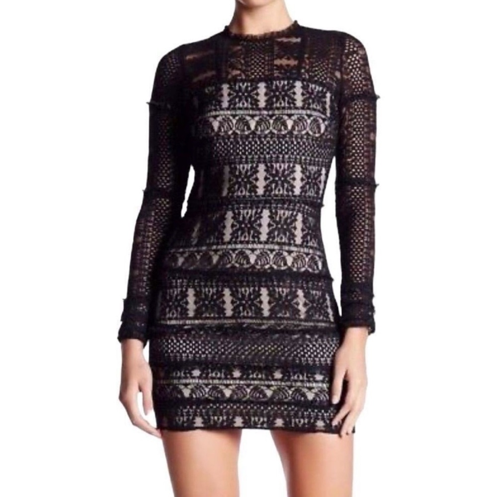 Parker Julie Lace Combo Mini Dress Size Small Black New